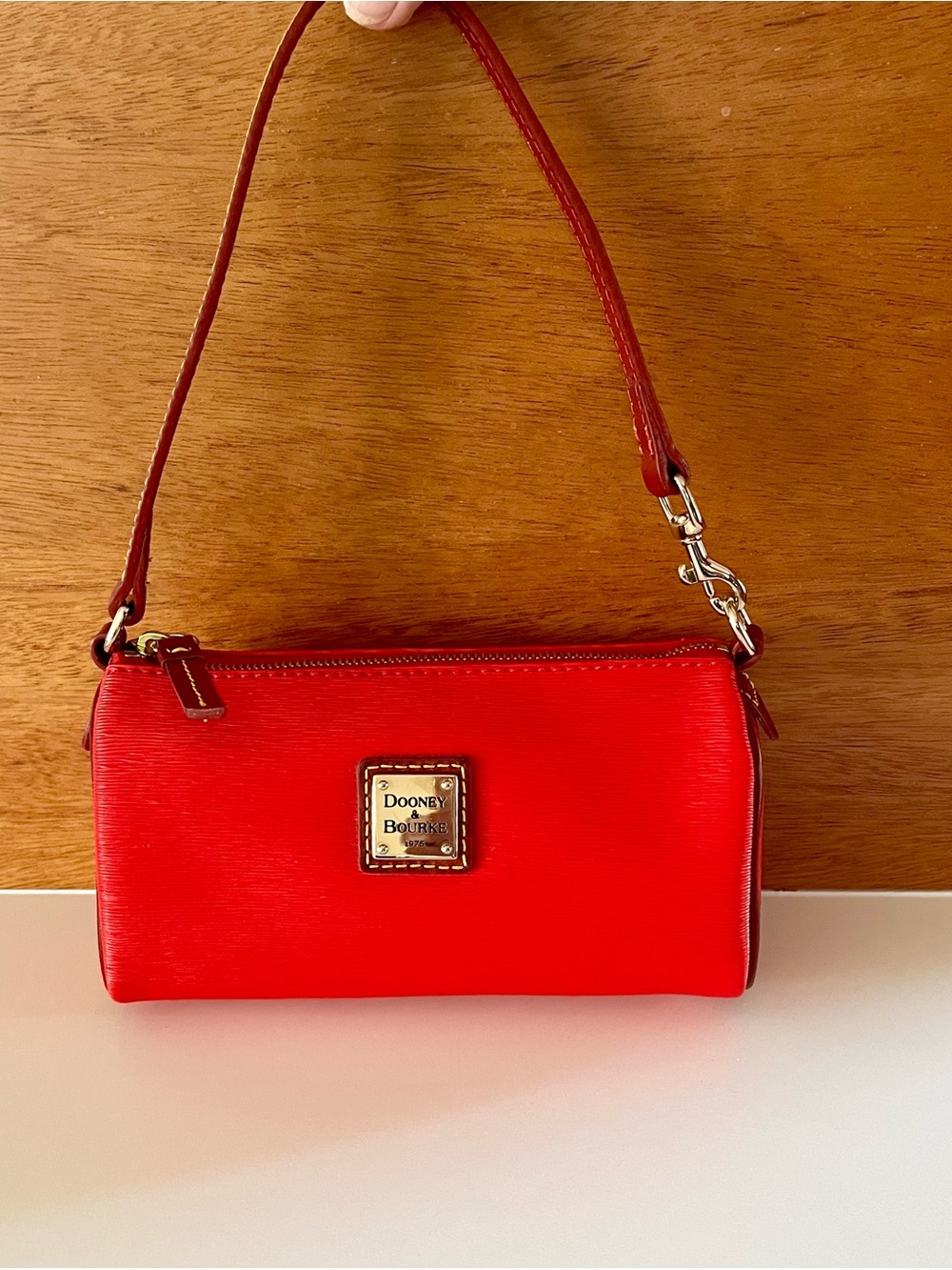 Dooney & Bourke red mini barrel bag